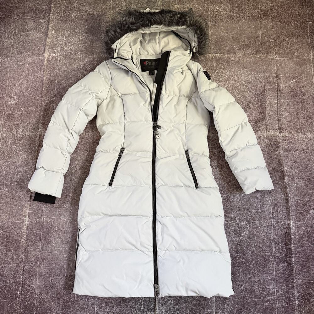 NWOT Women's Pajar Queens Faux Fur Ivory White Chevron Down Parka Jacket Sz L